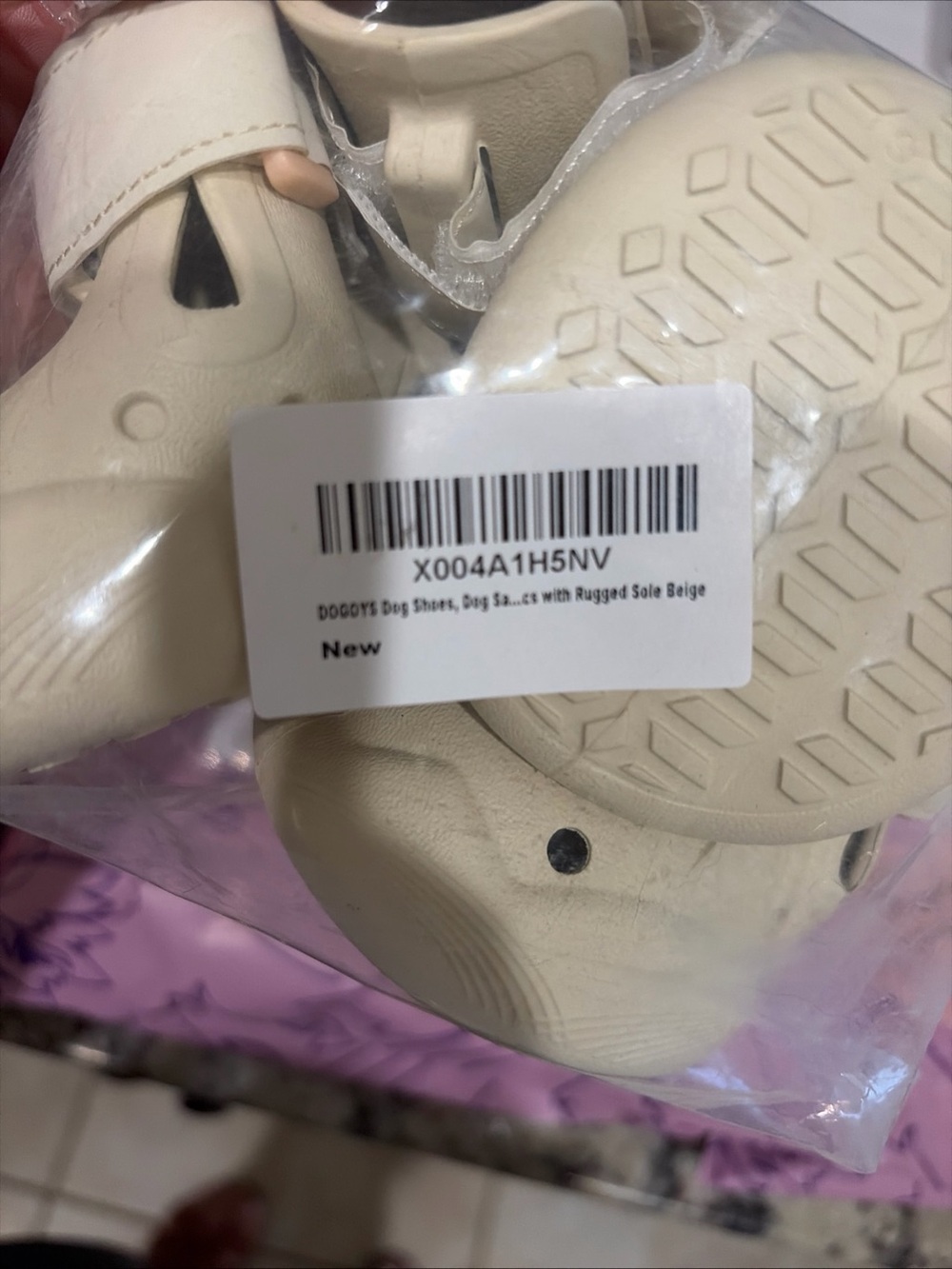 Beige waterproof Dog shoes 🐶